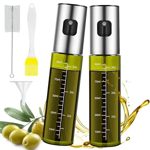 MRUN BONE Ölsprüher für Speiseöl, 2 Stück, Glas Zerstäuber für Küche & Heißluftfritteuse, BPA-frei