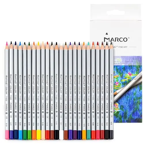 MARCO Buntstifte - 24 Farben, dicke Minen, ideal für Illustrationen und Graffiti, perfekt für Anfänger und Künstler