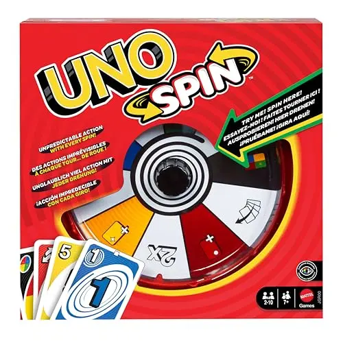 Mattel Games UNO Spin-Kartenspiel, ab 7 Jahren, für 2-10 Spieler