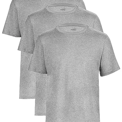 PUMA Herren T-Shirt Kurzarm, Deluxe Edition, Grau, Größe L - 3er Set