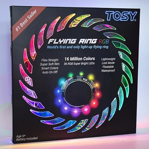 TOSY Flying Ring mit 12 LEDs – wasserdichtes Spielzeug für Pool, Strand & Camping, superhell, Lost-Mode, auto-Aufleuchtend, Blau