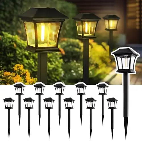 GIGALUMI 12er Set Solarlampen für den Außenbereich, Wasserdichte Gartenleuchten in Warmweiß
