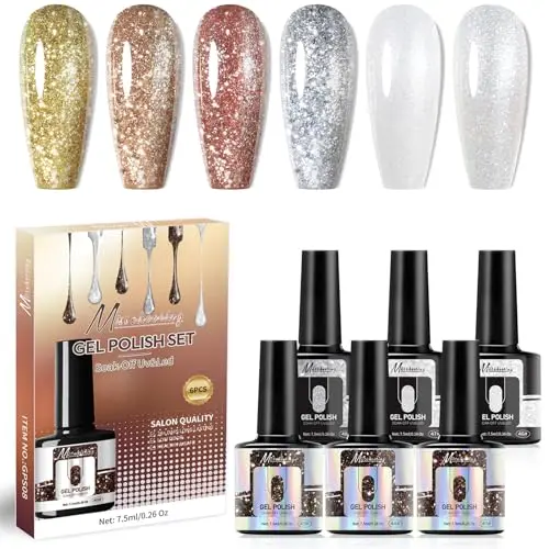 UV Nagellack Set - 6 farbige, langlebige Gel-Nägel, perfekt für Maniküre zu Hause, ideal für Anfänger und Profis