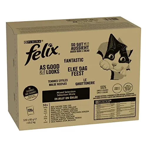 FELIX Katzenfutter in Gelee, Sorten-Mix, 120er Pack (120 x 85g)