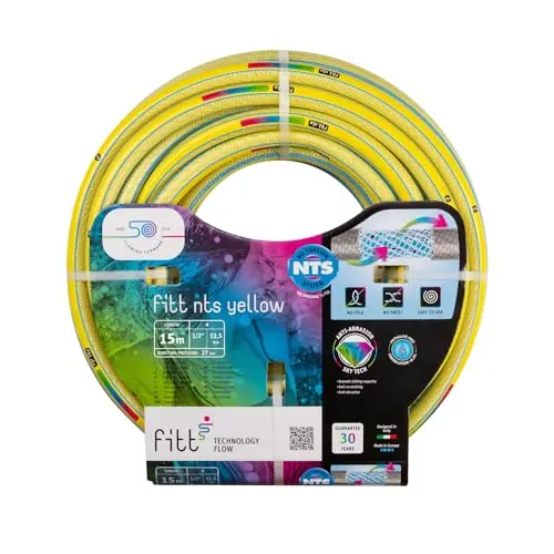 FITT NTS YELLOW 1/2" (12,5 mm) x 15 m Gartenschlauch – UV-beständig, flexibel und robust, made in Italy