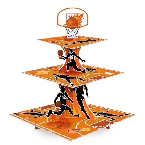 Huxolynifty 3-stöckiger Basketball Cupcake Ständer für Basketball-Partys