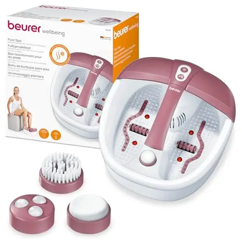 Beurer FB 35 Fußsprudelbad mit Vibrationsmassage, 3 Pediküre-Aufsätzen, Wassertemperierung, Infrarotlicht & Aromatherapie, bis Schuhgröße 44