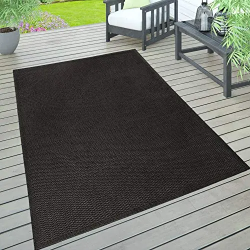 Wetterfester Outdoor Teppich für Garten, Terrasse & Balkon, 60x100 cm, Schwarz