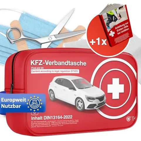 Verbandstasche KFZ - Auto-Verbandskasten DIN 13164, inklusive Beatmungstücher
