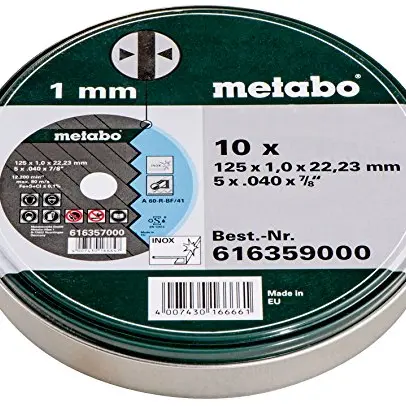 Metabo Trennscheiben für Edelstahl, 125 mm, 1,0 mm dick, 22,23 mm Ausführung, 10 Stück
