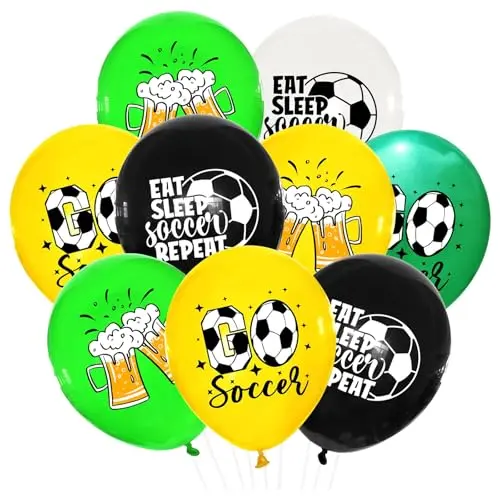 Ovanda 18 Stück Fußball Ballons – Geburtstag, WM, Sportparty Dekoration für Jungen & Mädchen, Latex Luftballons