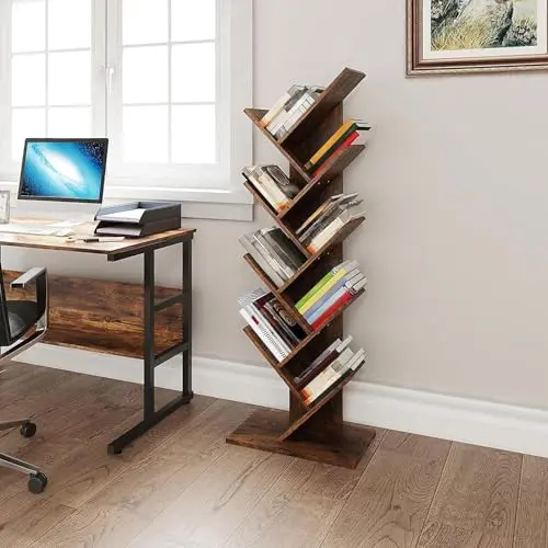 YITAHOME Bücherregal, Raumteiler in Baumform für Bücher und CDs, 25 x 50 x 142 cm