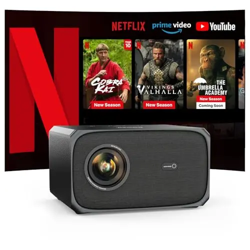 4K Beamer mit Dolby Audio und Autofokus - Jimveo Projektor für Heimkino und Outdoor