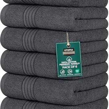 Utopia Premium Handtücher - Ultraweich und saugfähig, 41 x 71 cm, 6er-Pack, Grau