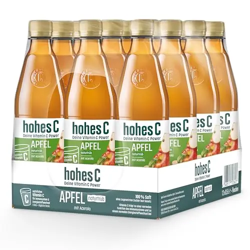 Hohes C Apfel naturtrüb (12 x 0,5l) - 100% Saft, ohne Zuckerzusatz, vegan