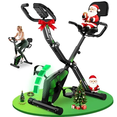 3-in-1 Klappbares Heimtrainer Fahrrad mit Handpulsmessung und bequemem Sitzkissen für Zuhause, max. 155 kg