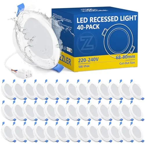 ZIZZLER 40er Set LED Einbaustrahler 230V, Neutralweiß Deckenspots, IP44 Einbauleuchten für Badezimmer, 5W 4000K