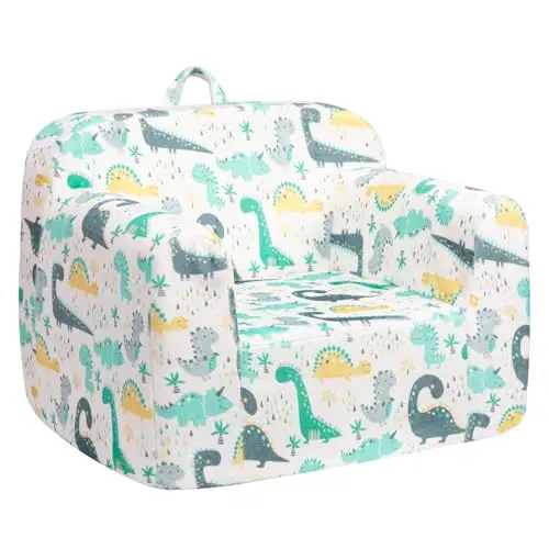BEJOY Kindersofa - Weicher Sessel für Kinder mit Dino-Motiv in Weiß