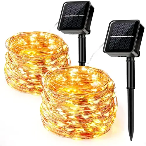 Aisutha Solar Lichterkette Außen, 2x12M, 120 LED, Wetterfest für Garten, Balkon, Terrasse, Hochzeit, Party (Warmweiß)