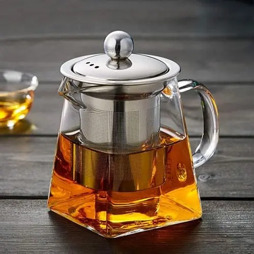 750ml Teekanne aus Glas mit Edelstahl-Sieb - Hitzebeständig und Transparent, ideal für Tee und Kaffee