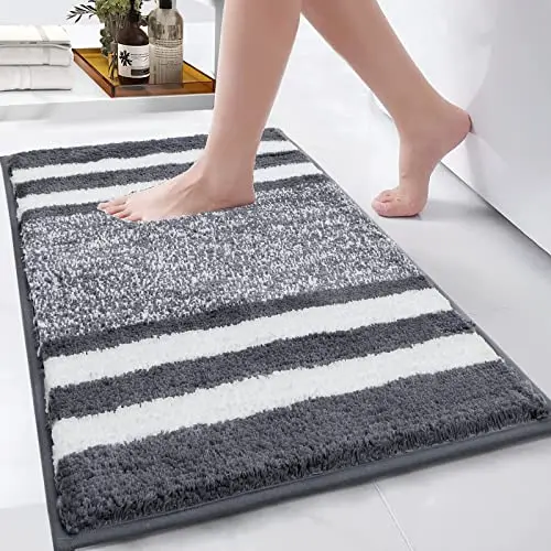 Pauwer Badezimmerteppich 50 x 80 cm, Waschbar, Rutschfeste Badmatte, Mikrofaser Duschvorleger für Wohnzimmer & Schlafzimmer