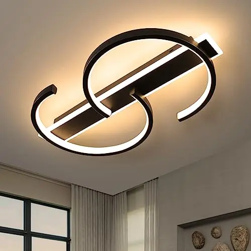 LUOLONG Dimmbare LED Deckenleuchte Schwarz 35W mit Fernbedienung für Wohnzimmer und Schlafzimmer - 40cm