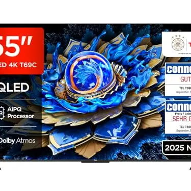 TCL 55T69C 55 Zoll QLED 4K HDR Smart TV mit Google Assistant und Alexa
