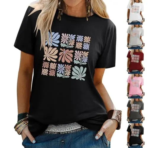 Damen Casual Basic T-Shirt Sommer kurzärmlig