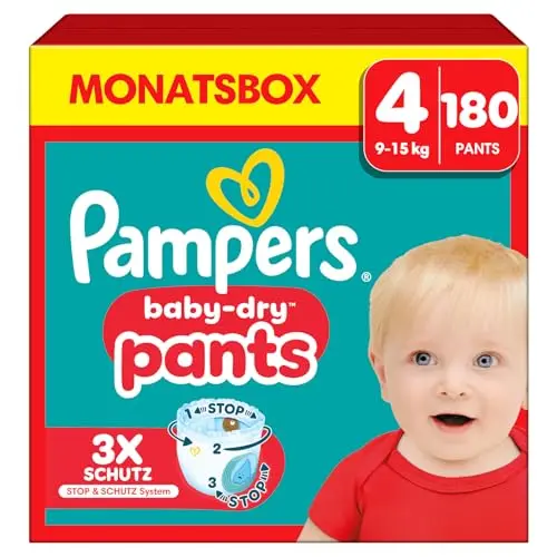 Pampers Baby-Dry Windeln Pants Größe 4, 180 St., 9-15 kg, 360° Fit