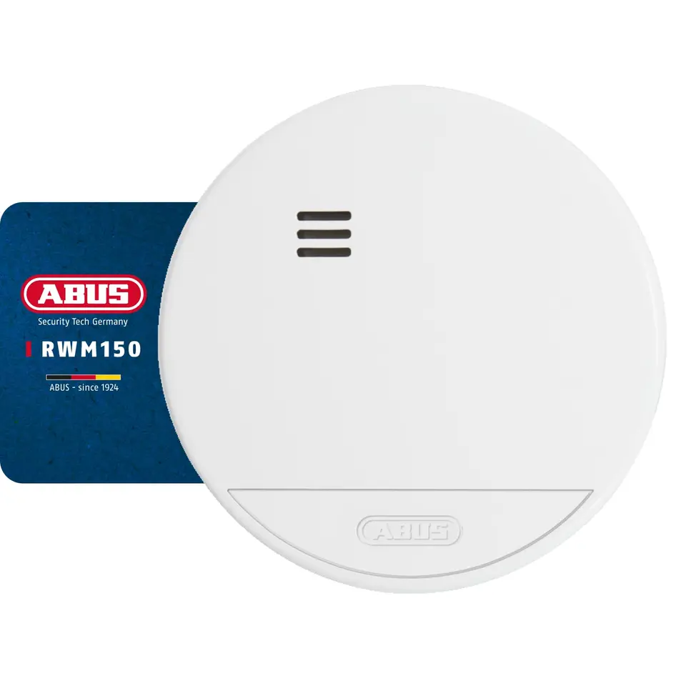 ABUS Rauchmelder RWM150 mit 10-Jahres-Batterie, 85 dB Alarm, für Wohnräume, geprüft nach DIN EN 14604 – Weiß