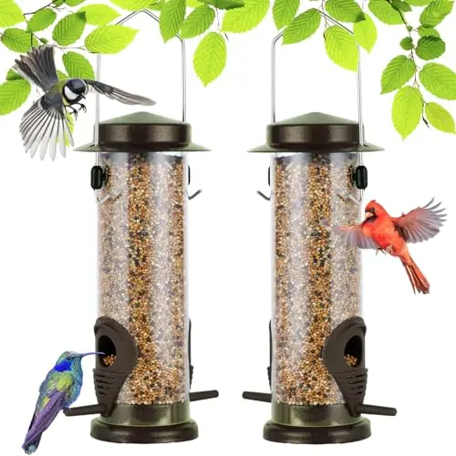 Urban Deco Vogelfutterspender mit 2 Futteröffnungen, Kaffeebraun, 2er-Pack