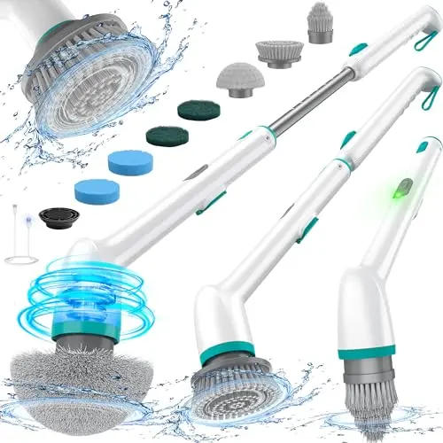LyriFine Elektrische Reinigungsbürste, IPX7 wasserdicht, mit langem Griff und 2 Geschwindigkeiten für Badezimmer