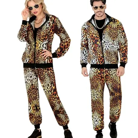 W WIDMANN MILANO Party Fashion - Kostüm Trainingsanzug im 80er Jahre Stil, Tiermuster, Jogginganzug