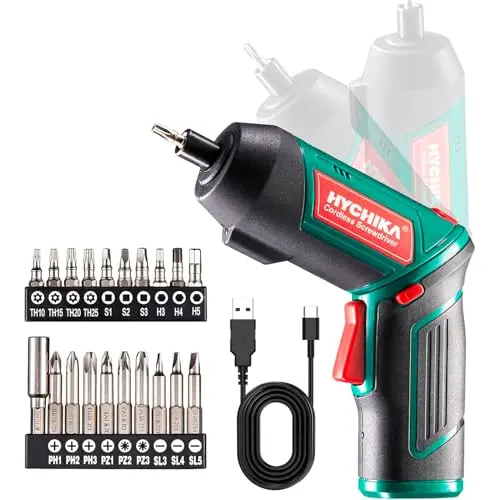 HYCHIKA Akkuschrauber mit 6N·m, 2000mAh Akku, LED Licht, 20 Zubehörteile, Magnetfutter