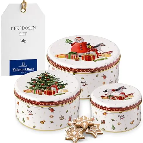 Villeroy & Boch Winter Collage Keksdosen-Set 3-tlg., Bunt, Weihnachtsdosen