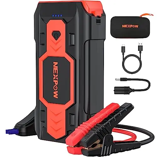 NEXPOW 2500A Starthilfe Powerbank mit LED-Warnlicht, geeignet für 8L Benzin und 8L Diesel