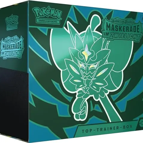 Pokémon-Sammelkartenspiel: Top-Trainer-Box Karmesin & Purpur mit Promo, Boosterpacks und Zubehör
