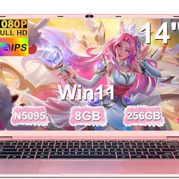 Ruzava 14 Zoll Laptop, FHD Display, Win11, Celeron N5095, 8 GB RAM, 256 GB SSD, 5G WiFi, Deutsche Tastatur - Gold