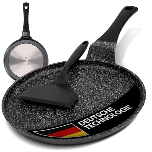 ZWIEGER Crepe Pfanne 26 cm - Beschichtet, Induktion, Spülmaschinenfest, Für alle Herdarten, PFOA- & PFOS-frei