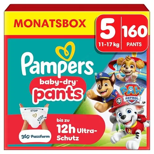 Pampers Baby-Dry Pants Paw Patrol Größe 5, 160 Windeln, 11-17 kg, 360° Passform