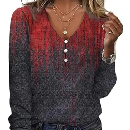 Langarmshirt für Damen mit V-Ausschnitt - Elegantes, lässiges Top in Schwarz (L)