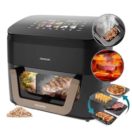 Cecotec Heißluftfritteuse Cecofry & Grill Smokin' 10000 - 10L, 2200W, Temperaturregelung, 10 Menüs