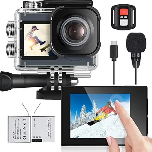 icefox 4K Ultra HD Action Cam mit 20MP, wasserdicht bis 40M, 170° Weitwinkel, WiFi, EIS Stabilisierung und 2 Akkus