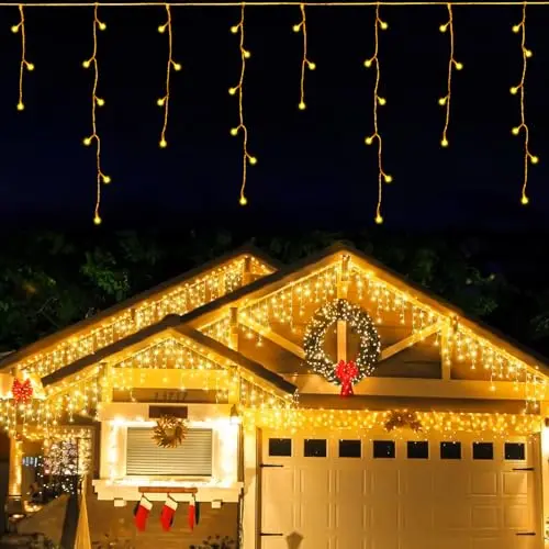 LEDYA Warmweiß Lichterkette Außen 9M 240 LED - Weihnachtsdeko für Balkon, Garten & Fenster mit 8 Modi
