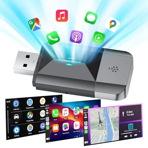 LAMTTO CarPlay Wireless Adapter – 2 in 1 Upgrade von kabelgebunden auf Wireless, Plug & Play, für iOS 10+