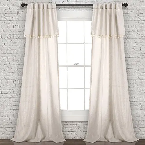 Lush Decor Ivy Tassel Vorhänge, 40" W x 84" L, Neutral, 1 Paar
