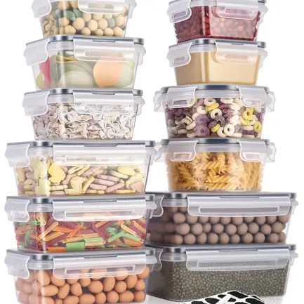 Hixava 24er Vorratsbehälter Set, luftdichte Aufbewahrungsboxen für Küchen, Frischhaltedosen mit Etiketten
