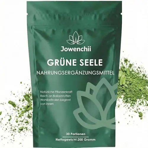 Grüne Entgiftungspulver, 200g Superfood mit Matcha, Gerstengras & Heidelbeeren
