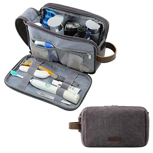BAGSMART Kulturbeutel für Herren, Reise Kulturtasche mit Doppelter Reißverschluss, 5L - Dunkelgrau