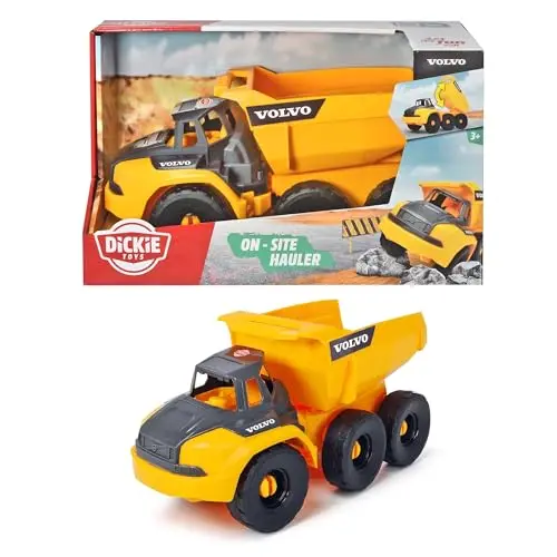 Dickie Toys Volvo Muldenkipper, Spielzeug Kipplaster 26 cm, gelb/grau